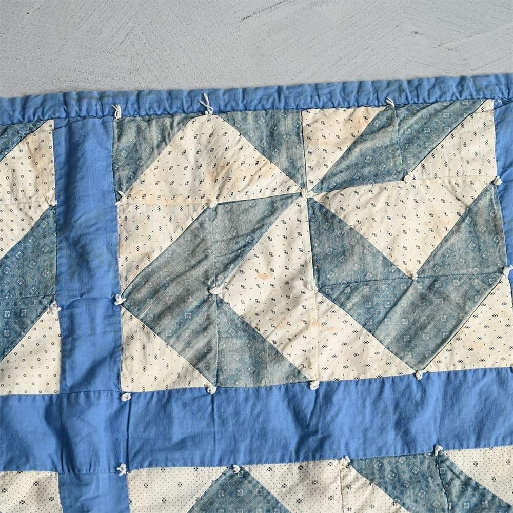 OLD CALICO PATHWORK QUILT with SWASTIKA（1930'S-40'S/GOOD