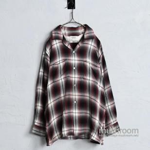 ARROW SHADOW PLAID L/S RAYON SHIRTAround 1950'S/GOOD USED CONDITION/LARGE