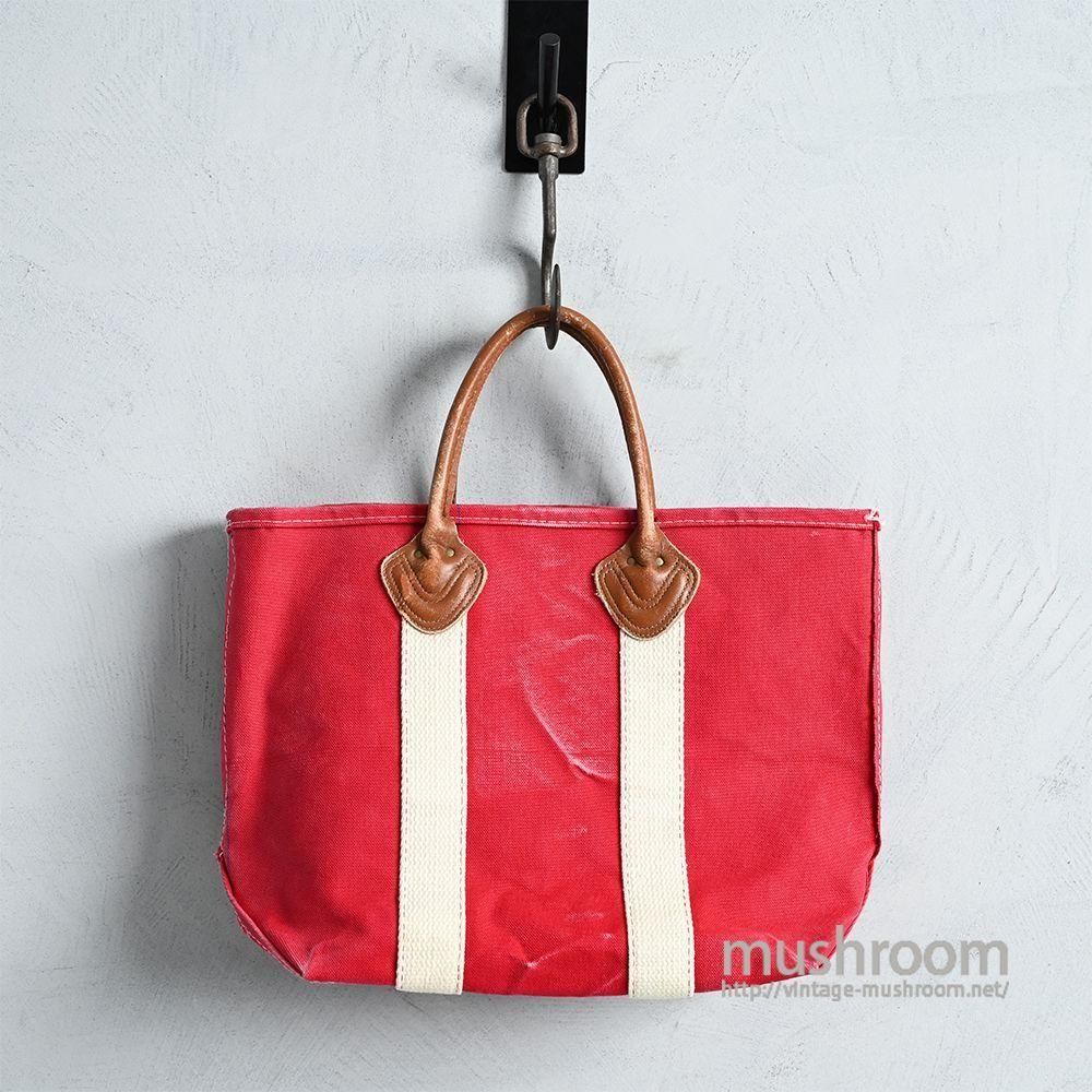 L.L.BEAN CANVAS TOTE BAG with LEATHER HANDLE（RED BODY/GOOD CONDITION）