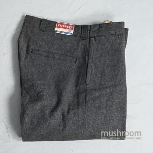KITCHEN'S SALT&PEPPER WORK TROUSERS1940'S/DEADSTOCK/W36L33