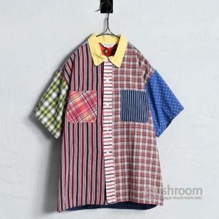 OLD CRAZY PATTERN S/S COTTON BD SHIRT1960'S/VERY GOOD CONDITION/LARGE