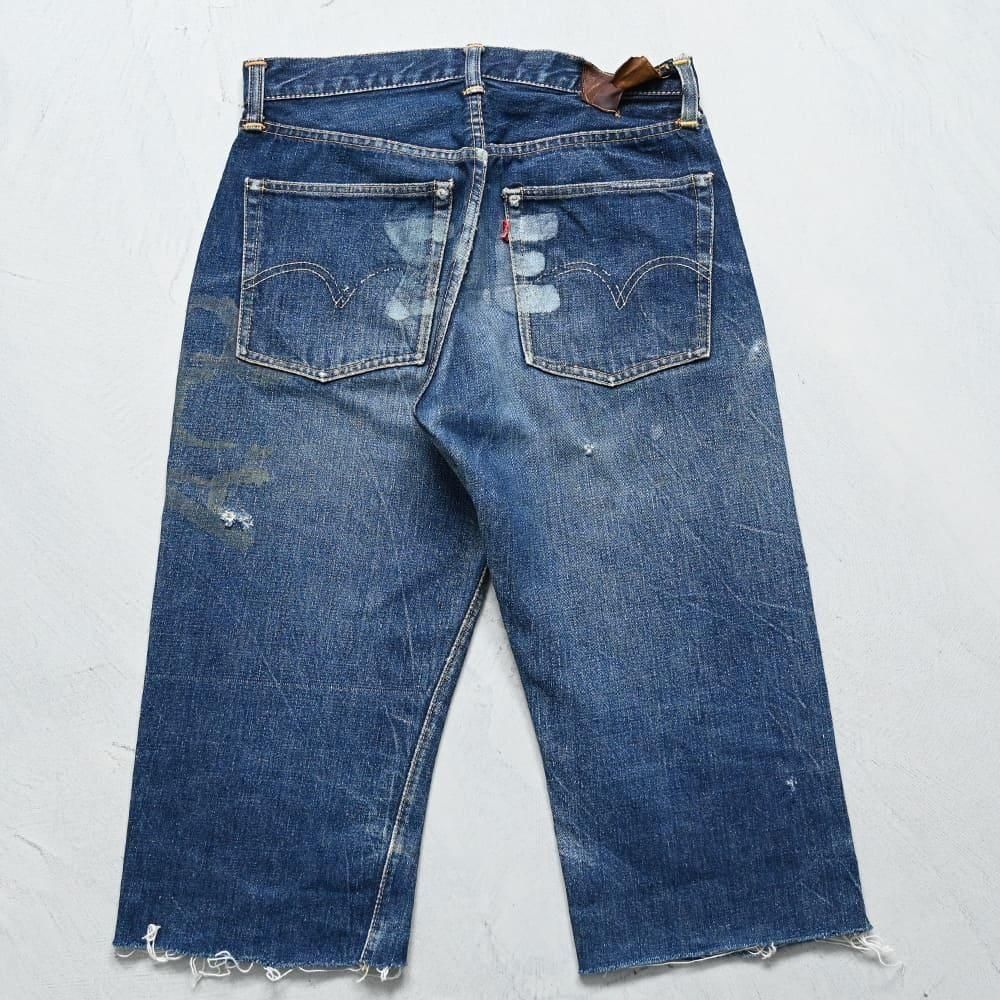 古着 50s Levi's 501XX 革 レザーパッチ 濃紺 インディゴ デニム