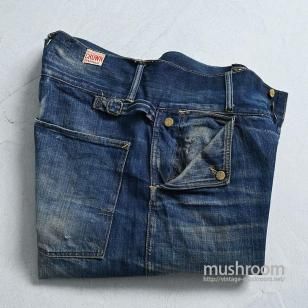 CROWN FRONT FLAP DENIM WORK PANTSAround 1930'S/GOOD INDIGO & SUNFADE