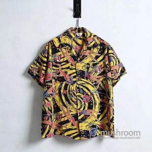 Kiilani BLACK S/S HAWAIIAN SHIRT40'S-50'S/VERY GOOD CONDITION/MEDIUM