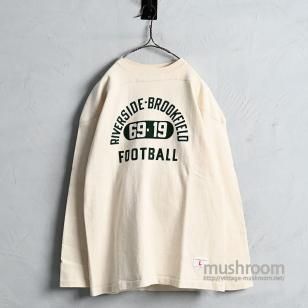 CHAMPION WATER PRINT FOOTBALL T-SHIRT with ELBOW PATCH1960'S/DEADSTOCK/LARGE