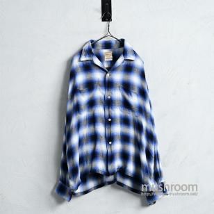 BRENT SHADOW PLAID L/S RAYON SHIRT1950'S/GOOD CONDITION/X-LARGE