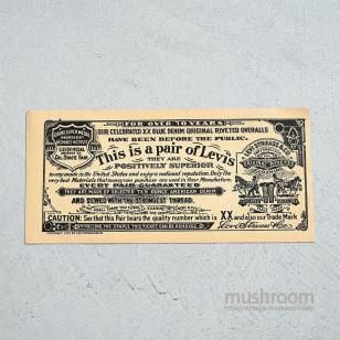 LEVI'S 501XX GUARANTEED TICKETFOR OVER 70 YEARS/ALMOST DEADSTOCK
