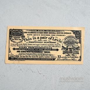 LEVI'S 501XX GUARANTEED TICKETFOR OVER 70 YEARS/ALMOST DEADSTOCK 