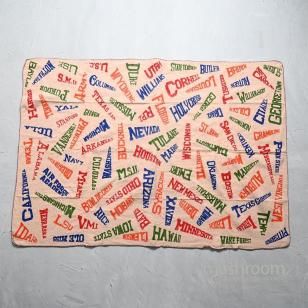 OLD COLLEGE PATTERN ACRYLIC BLANKET1950'S/GOOD CONDITION