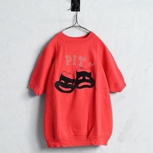 OLD TWO-FACE FLOCK PRINT S/S SWEAT SHIRT1960'S/GOOD CONDITION