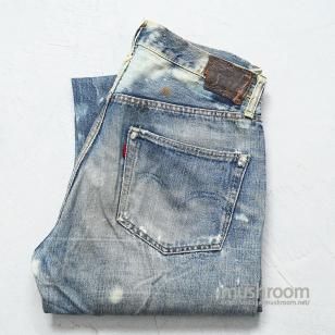 LEVI'S 501XX JEANS with LEATHER PATCH'47 MODEL/BLEACH & DAMAGE