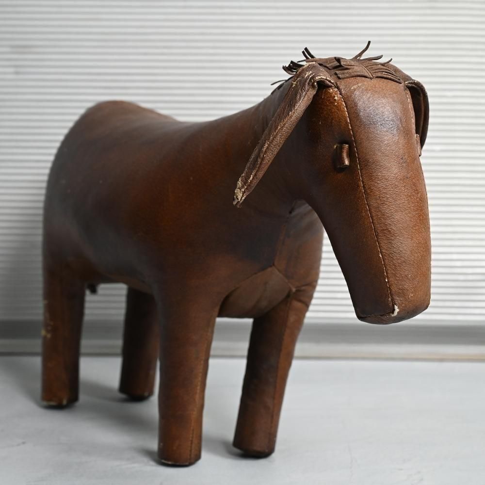 ABERCROMBIE & FITCH LEATHER DONKEY FOOTSTOOL by OMERSA1980'S/GOOD CONDITION