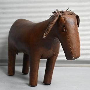 ABERCROMBIE & FITCH LEATHER DONKEY FOOTSTOOL by OMERSA1980'S/GOOD CONDITION