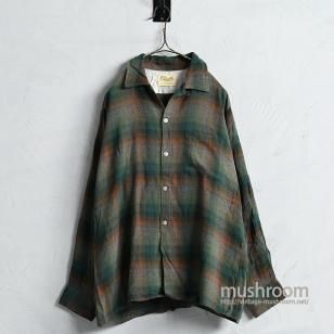 ARROW SHADOW PLAID L/S RAYON SHIRT1950'S/VERY GOOD CONDITION/LARGE
