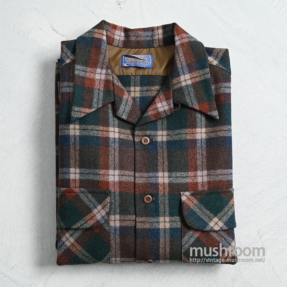 PENDLETON PLAID L/S WOOL SHIRT1980'S/DEADSTOCK/LARGE
