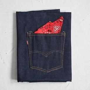LEVI'S BIGE ADVERTISING DENIM WINDOW CURTAIN with BANDANADEADSTOCK