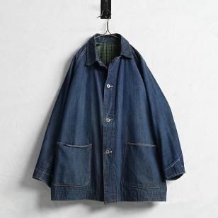 WW2 OLD 2-POCKET DENIM COVERALL with COTTON FLANNEL LININGRARE PIECE/DARK COLOR