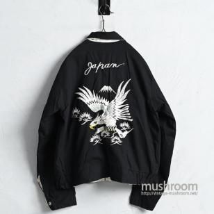 JAPAN BLACKSILVER SOUVENIR JACKET with UNUSUAL FABRICAround 1950'S/ALMOST DEADSTOCK