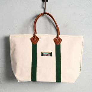 L.L.BEAN CANVAS TOTE BAG with LEATHER HANDLE1980'S/DEADSTOCK