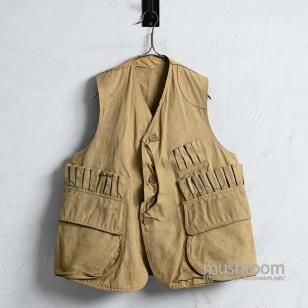 OLD CANVAS COTTON HUNTING VEST with BLACK BUCKLE1930'S/GOOD CONDITION