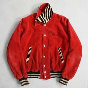 EMPIRE CORDUROY JACKET with ZEBRA FABRIC & EMBROIDERY1950'S/RARE PIECE