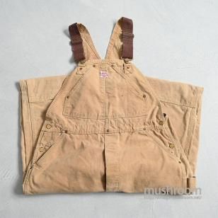 CARHARTT W/KNEE BROWN DUCK OVERALL1950'S/AMAZING AGING & REPAIR