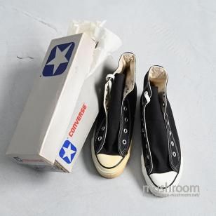 CONVERSE ALL-STAR Hi BLACK CANVAS SHOES with SILVER BOXLate 1980'S/DEADSTOCK/SZ 6