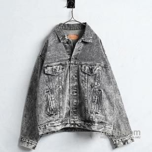 LEVI'S 70507-0550 ACID WASH BLACK DENIM JACKET'88/VERY GOOD CONDITION/X-LARGE