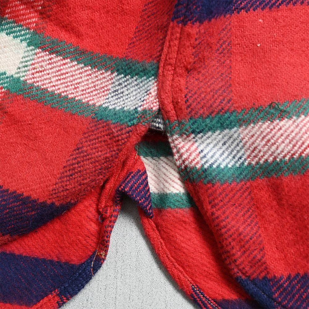 【King Kole】70's 古着 RED チェック WORK SHIRT VTG King Kole Flannel Shirt Plaid Red Lumberjack Sz - M/L