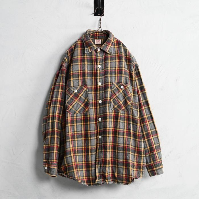 BIG MAC L/S PLAID FLANNEL SHIRT1960'S/GOOD CONDITION/X-LARGE
