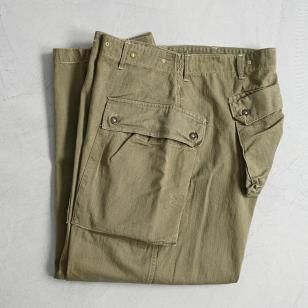 WW2 USMC P-44 HBT TROUSERS with UNUSUAL BUTTONGOOD CONDITION/GOLDEN SIZE