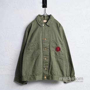 NEVER-RIPUM COTTON TWILL RAILROAD JACKET with PATCHSZ 46/GOOD CONDITION