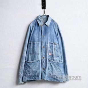 HEAD LIGHT DENIM COVERALL1950'S/GOOD SUNFADE & GOOD REPAIR
