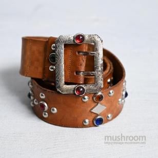 OLD STUDDED JEWEL LEATHER BELTAround 1950'S/GOOD CONDITION