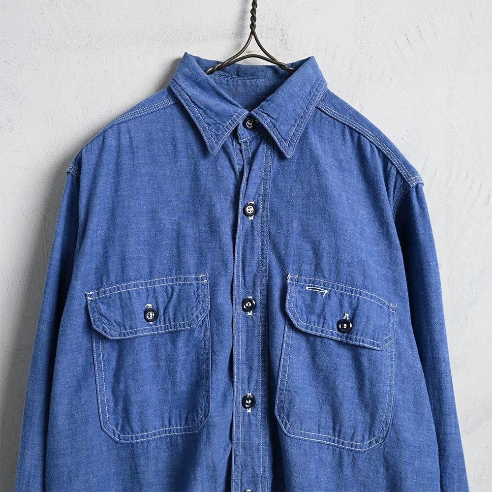 HERCULES BLUE CHAMBRAY WORK SHIRT with ELBOW PATCH（1950'S/VERY