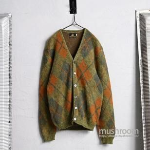 MAN CREST ARGYLE PATTERN MOHAIR CARDIGAN1960'S/GOOD CONDITION/LARGE