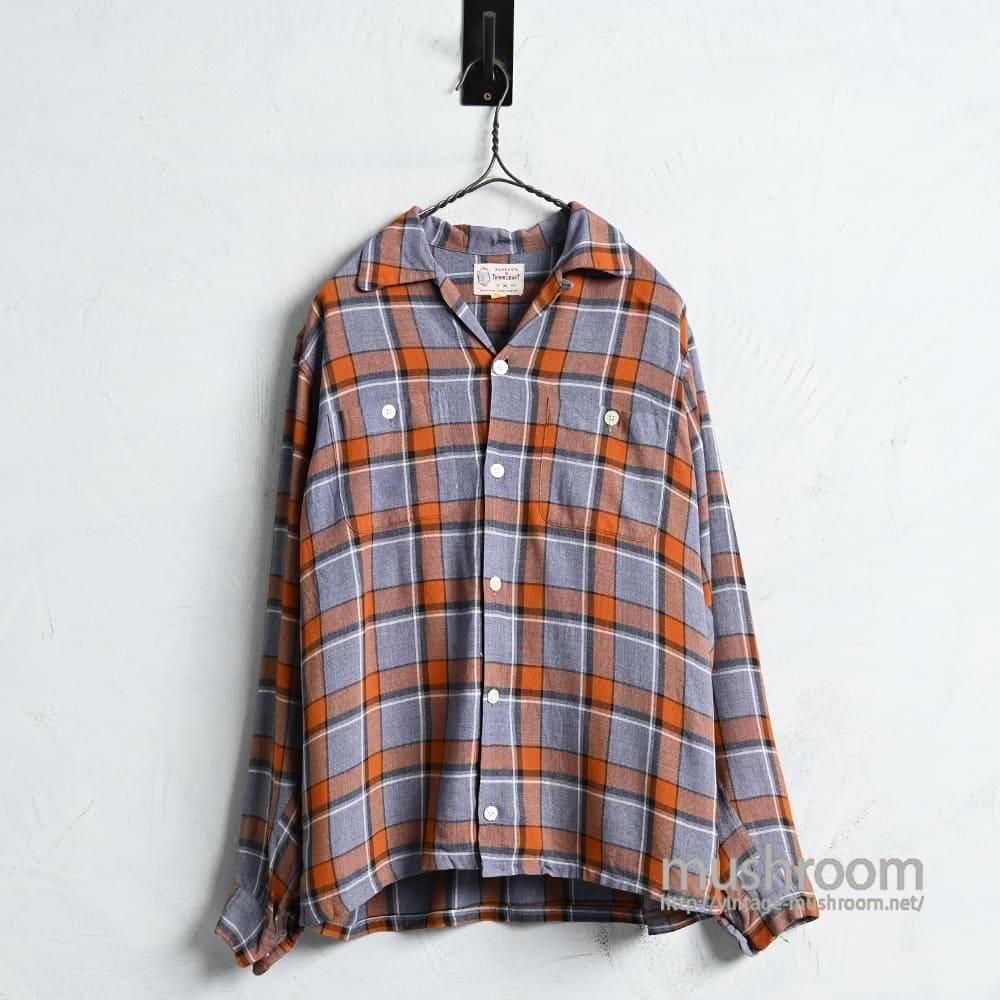 TOWNCRAFT L/S PLAID RAYON SHIRT（1950'S/GOOD CONDITION