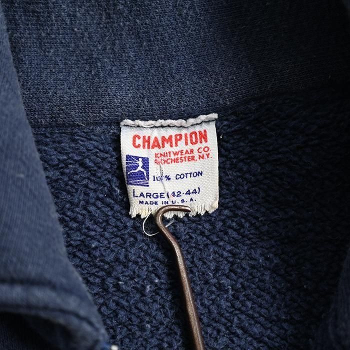 CHAMPION FLOCK PRINT HALF-ZIP S/S SWEAT SHIRT（1960'S/GOOD