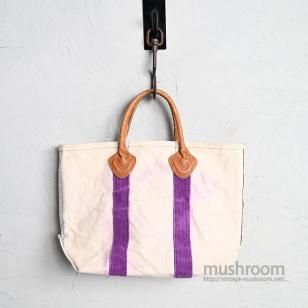 L.L.BEAN CANVAS TOTE BAG with LEATHER HANDLE1980'S/GOOD CONDITION