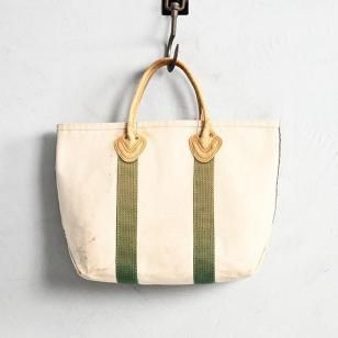 L.L.BEAN CANVAS TOTE BAG with LEATHER HANDLE1980'S/RARE COLOR/GOOD USED