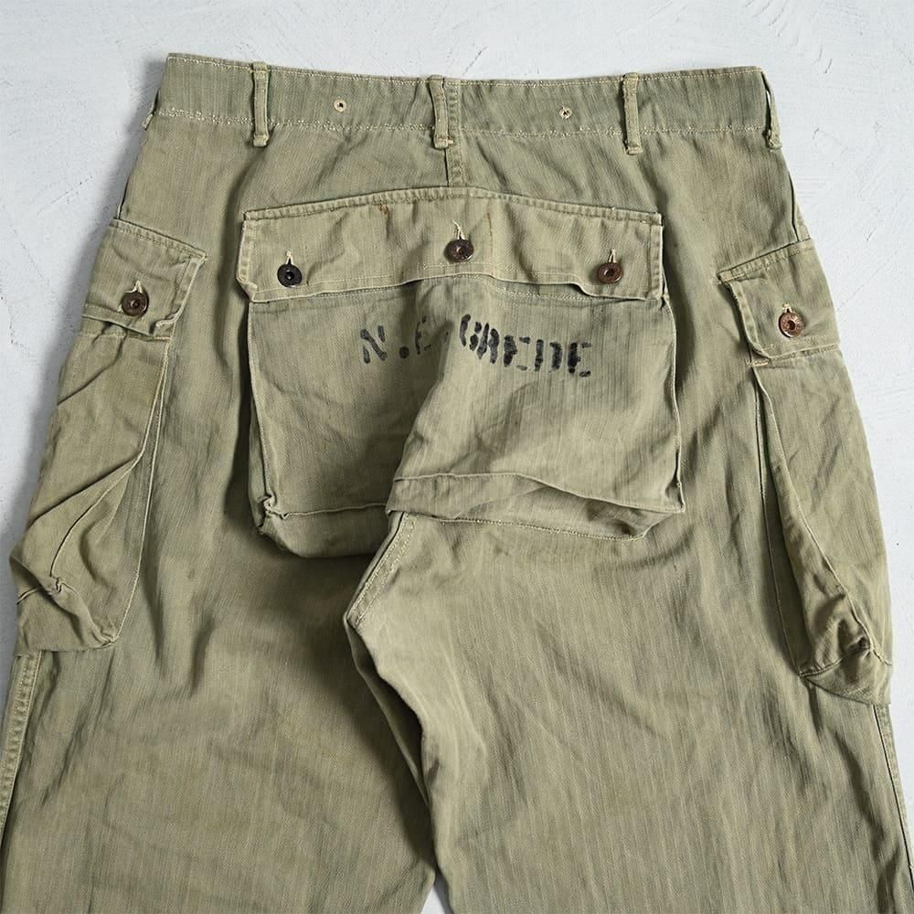WW2 USMC P-44 HBT TROUSERS WITH STENCIL（1940'S/GOOD