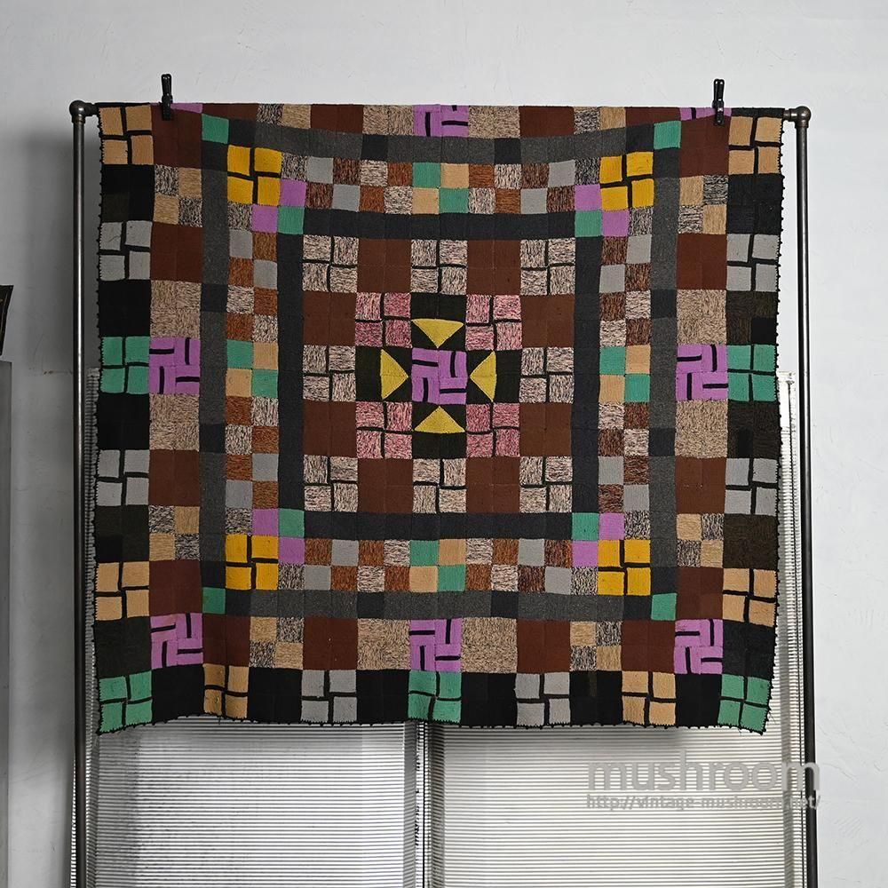 ANTIQUE 'Rolling Log' design   WOOL RUGGOOD CONDITION