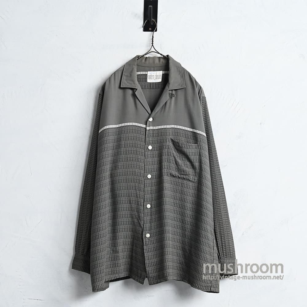 DONEGAL GEOMETRIC PATTERN  L/S RAYON SHIRT1950'S/GOOD CONDITION/LARGE