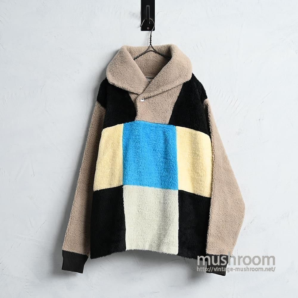 KODIAK PANEL PATTERN FAKE FUR L/S SHIRT by CAMPUSAround 1950'S/VERY GOOD CONDITION/LARGE