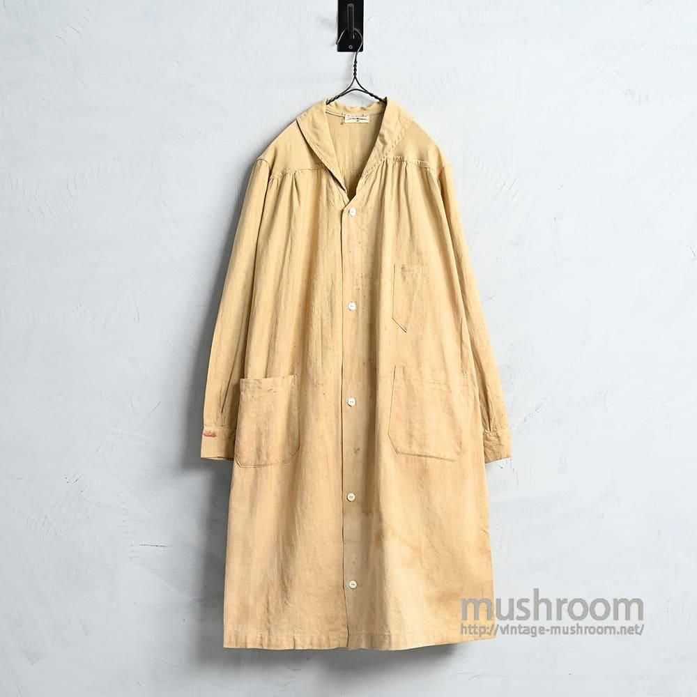M.GRUMBACHER BROWN COTTON WORK COAT with UNIQUE DETAILAround 1910'S/VERY GOOD CONDITION
