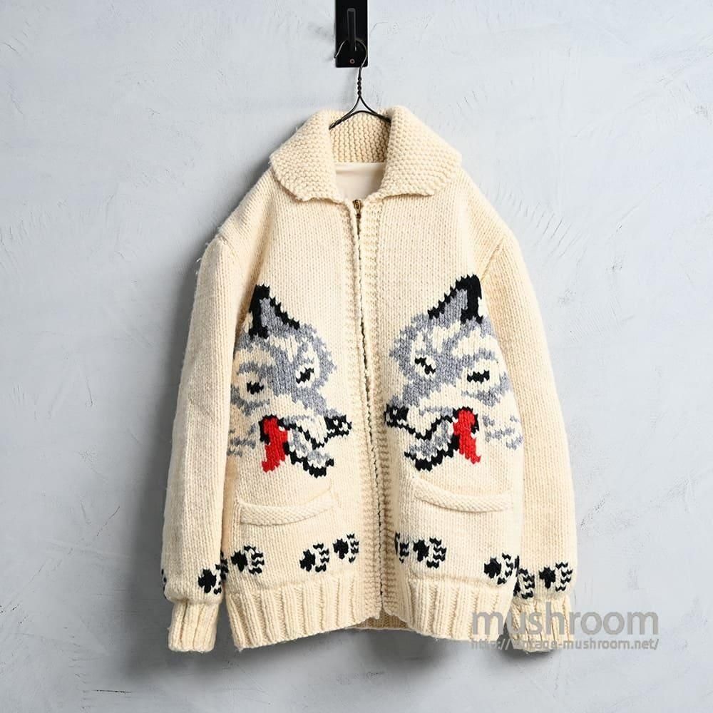 80s ヴィンテージ ミンクファー 牛革 アメカジ OLD ”WOLF PATTERN” COWICHAN JACKET(ALMOST DEADSTOCK/BIG