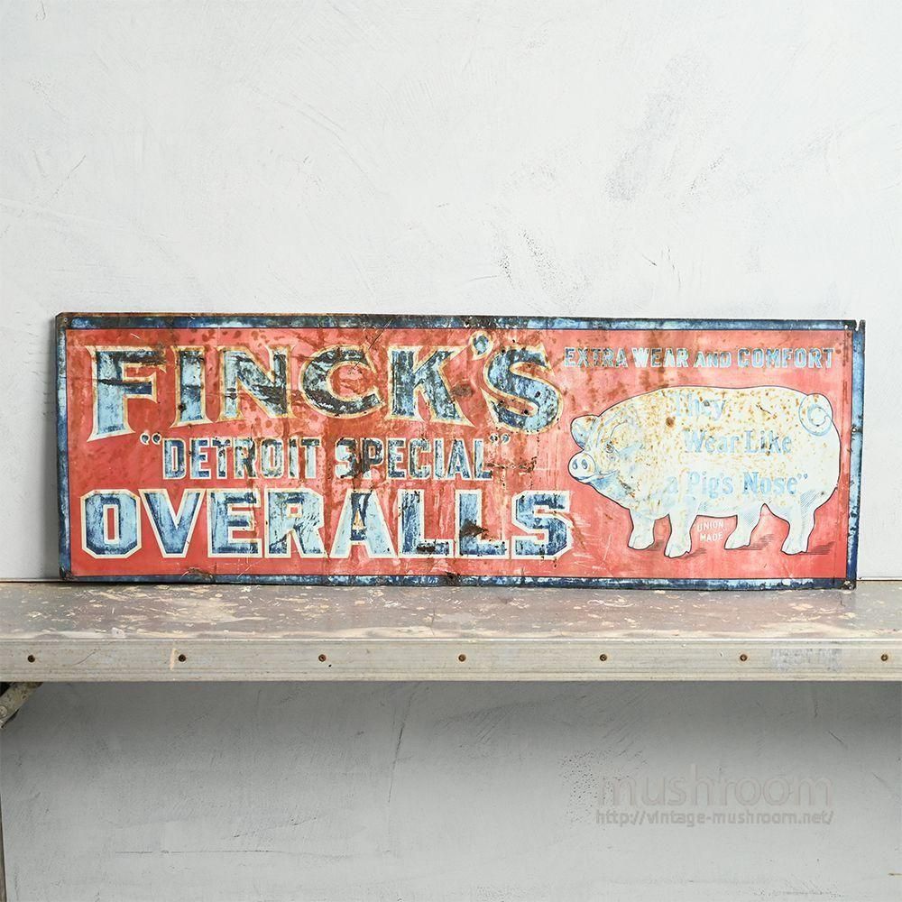フィンクス FINCK'S 看板 FINCK'S OVERALLS ADVERTISING SIGN - 古着屋 | mushroom