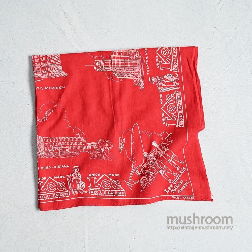 1930's～Lee ADVERTISING BANDANA バンダナ Lee ADVERTISING BANDANA（Around 1930'S/MINT CONDITION/RED