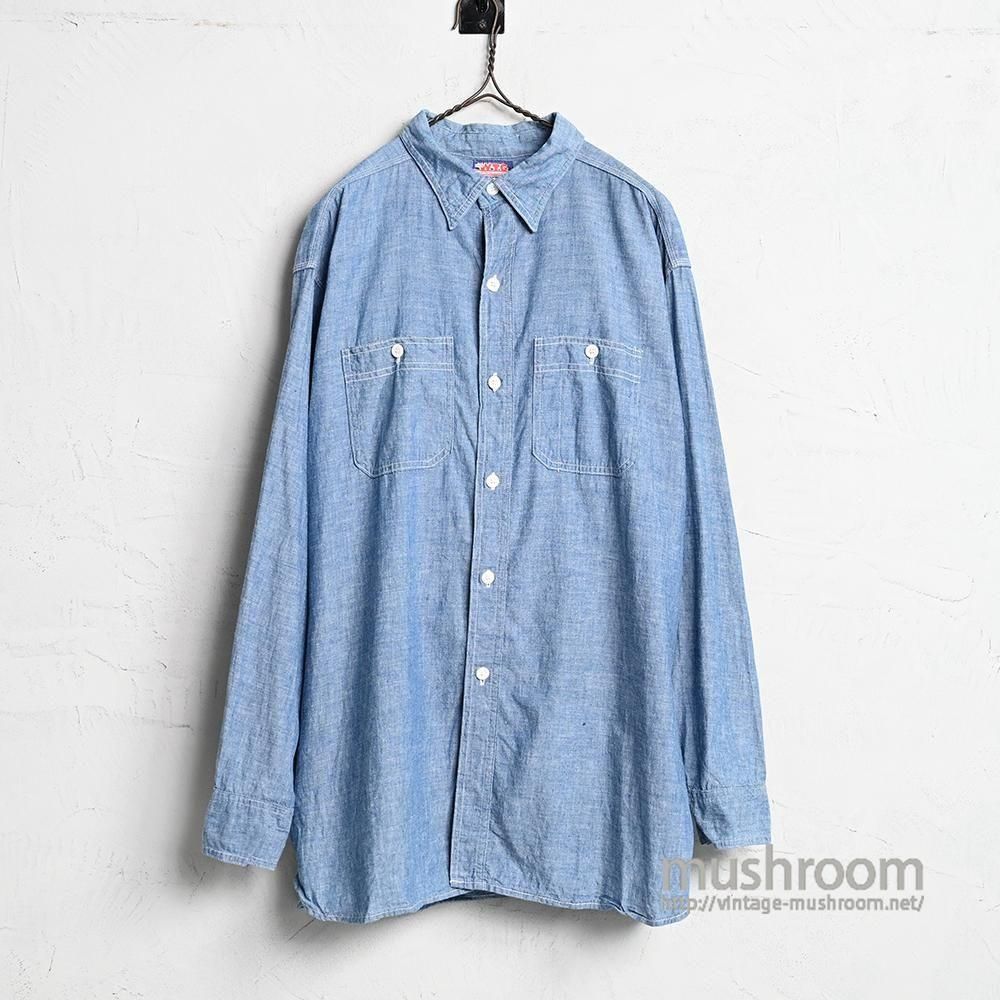 WTG CHAMBRAY WORK SHIRT by GRANTS1950'S/VERY GOOD CONDITION/BIG SIZE 