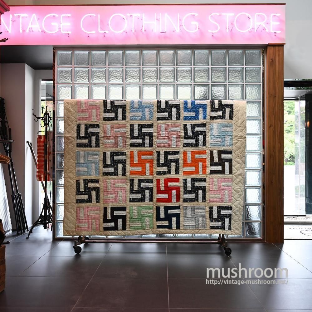 OLD PATHWORK QUILT with SWASTIKA（DEADSTOCK） - 古着屋